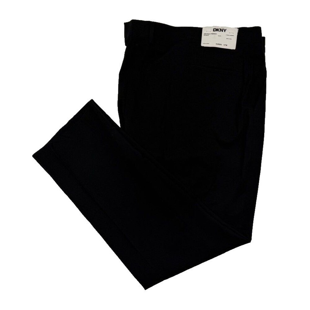NEW DKNY Mens 47x32 Solid Black Soft Modern Fit Dress Pants/Slacks